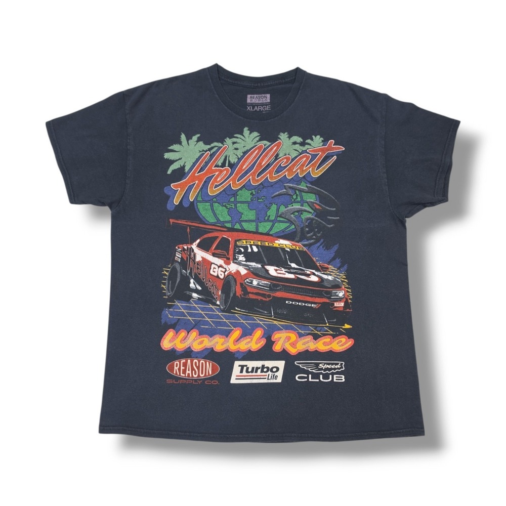 Reason Women's Dodge Hellcat World Race Graphic Black T-Shirt Size XL